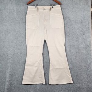 American Eagle Outfitters Jeans Women 14S Beige Denim Cotton High Rise Flare Leg